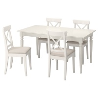 INGATORP / INGOLF Стол и 4 стула 193.886.85 Белый/Халларп бежевый 155/215 см IKEA