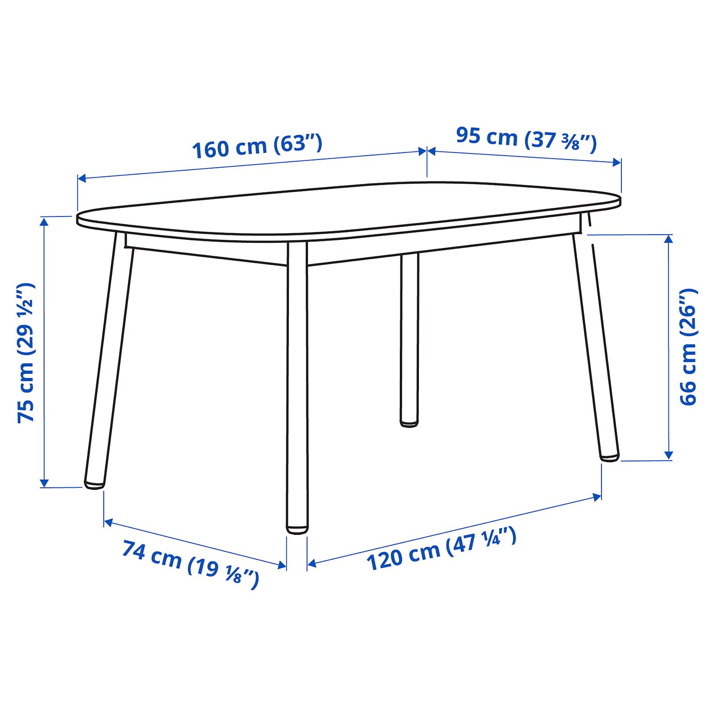 ВЕДБУ стол обеденный, белый160x95 см