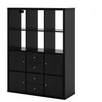 KALLAX Стеллаж 112x147 см IKEA 892.782.59 с 6 вставками Чёрно-коричневый