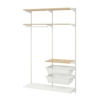 BOAXEL Гардеробная комбинация393.323.53 Белый/Дуб 125x40x201 см IKEA