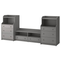 HAUGA Комбинация ТВ/книжный шкаф Серый 277x46x116 см 793.884.37