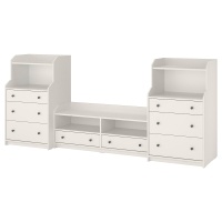 HAUGA Комбинация ТВ/книжный шкаф Белый 277x46x116 см.