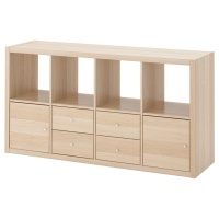 KALLAX IKEA 291.975.72 Книжный шкаф с 4 вставками 147 x 77 см беленый дуб