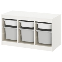 TROFAST Стеллаж с ящиками 093.287.91 Белый/Серый 99x44x56 см IKEA