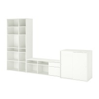 VIHALS TV/стеллаж комбинированный Белый 337x47x200 см