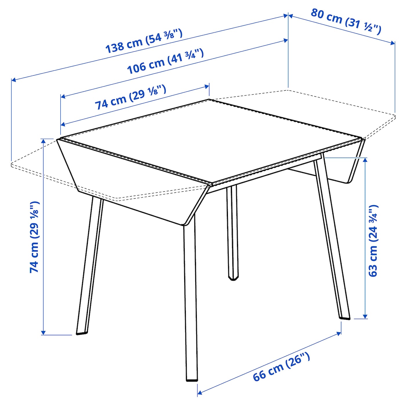 Ikea PS 2012 икеа ПС 2012 стол c откидными полами, бамбук/белый74/106/138x80 см
