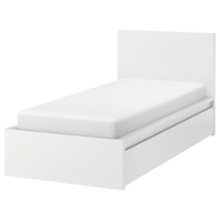 MALM Каркас кровати+2 кроватных ящика 90x200 см. Белый
