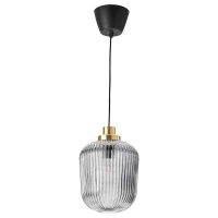 SOLKLINT IKEA 104.307.78 Светильник подвесной латунь/серое прозрачное стекло светодиод E27 250 люмен