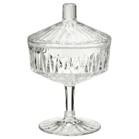 SALLSKAPLIG IKEA 804.733.21 Конфетница прозрачное стекло/узор