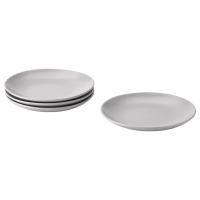 FARGKLAR IKEA 204.794.20 Тарелки 4 шт 20 см. матовый светло-серый