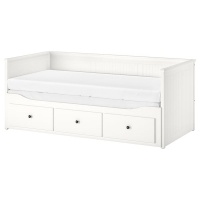 HEMNES Кушетка 80x200 см с 3-мя ящиками, 2-мя матрасами, белый/Фирменный Ваннарейд