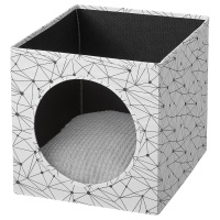 LURVIG IKEA 193.174.95 Домик для кошки с подушкой 33x38x33 см белый/светло-серый